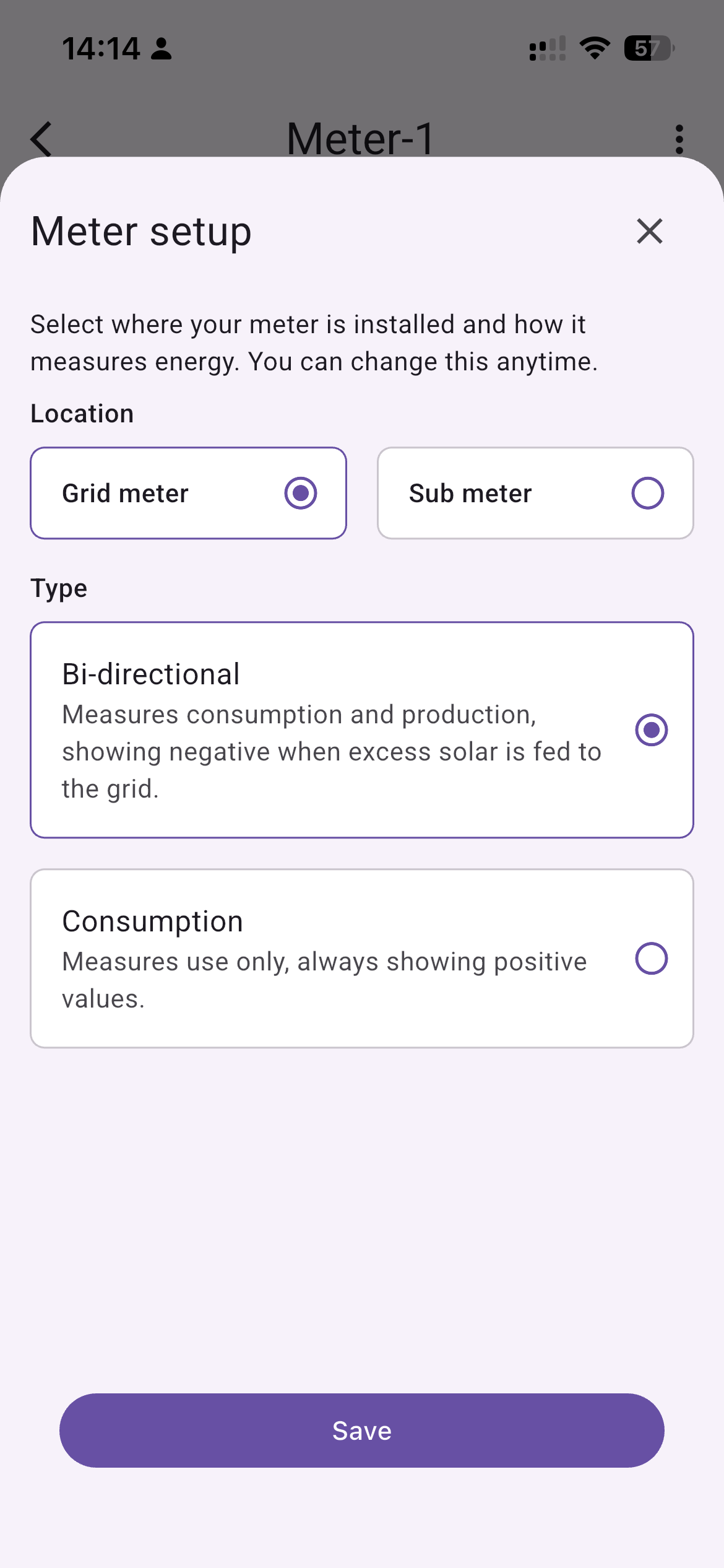 Grid meter with bi-directional type